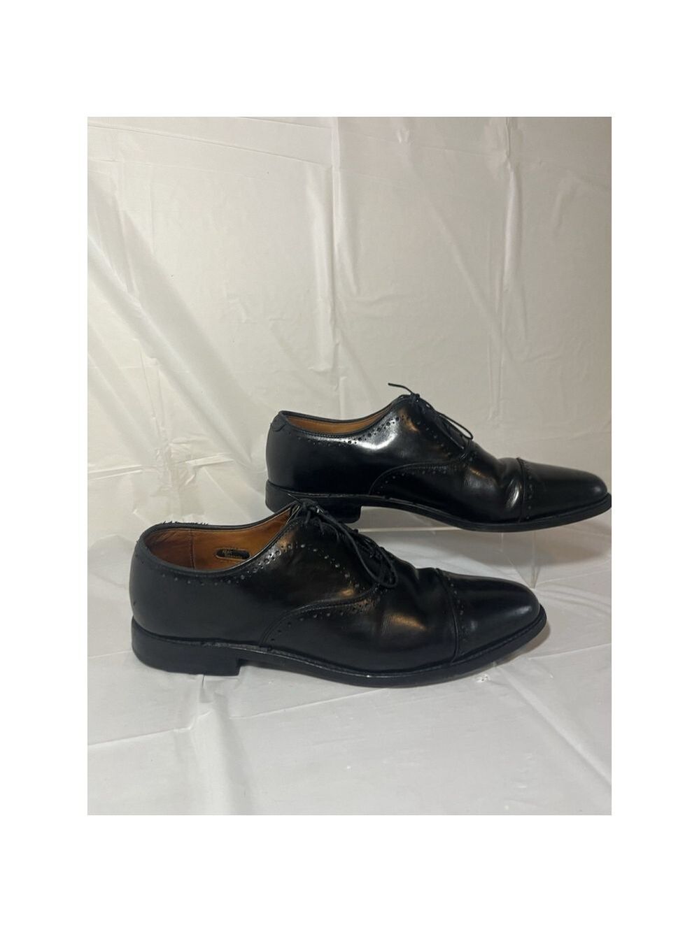 Allen Edmonds 9.5 B Mens Dress Shoes Hale Black Leather Brocade Oxfords ($425) - Picture 8 of 15
